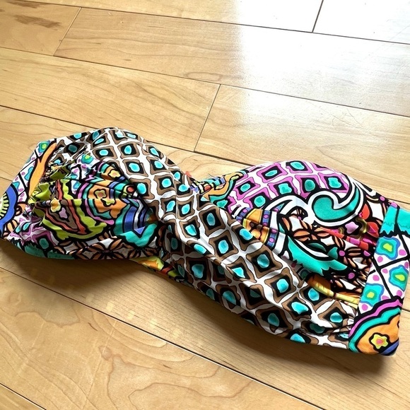 Trina Turk bright multicolor patterned strapless two-piece bikini swimsuit - Picture 2 of 12